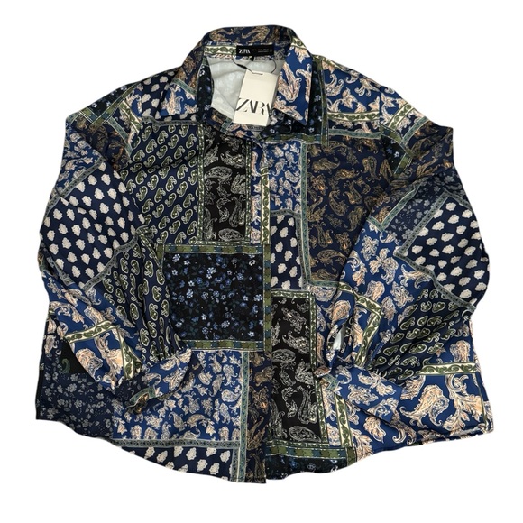 Zara Tops - Zara Patchwork Paisley Button-Up Shirt